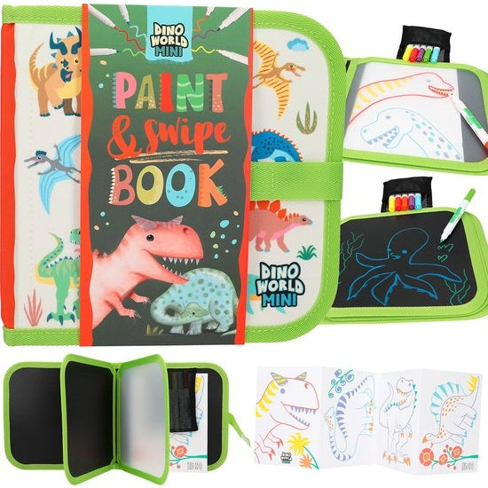 Dino World paint & Swipe boek