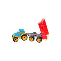 Tractor en kar blauw/rood 52cm