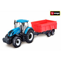 Bburago tractor New Holland T7.315 met kiepwagen frictie