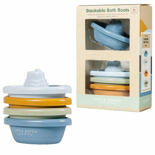 Little Dutch Stackable Bath Boats Blue Badboot Meerkleurig